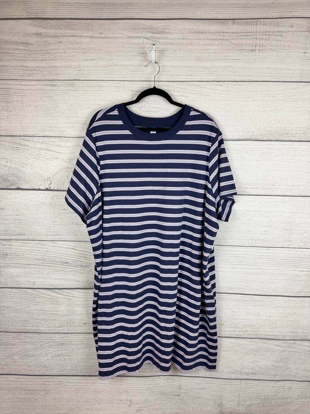 Old Navy Plus Size Blue & Purple Stripe Short Sleeve T-Shirt Dress Size 3X